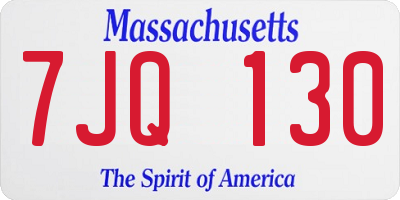 MA license plate 7JQ130