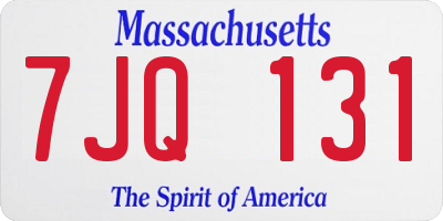 MA license plate 7JQ131