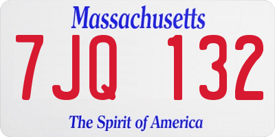 MA license plate 7JQ132