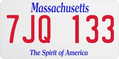 MA license plate 7JQ133