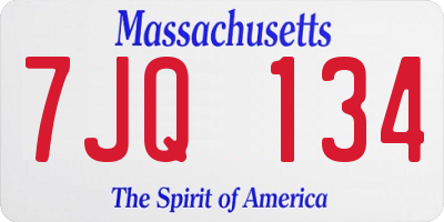 MA license plate 7JQ134