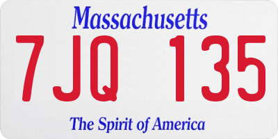 MA license plate 7JQ135