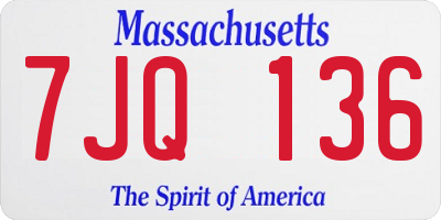 MA license plate 7JQ136
