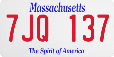 MA license plate 7JQ137