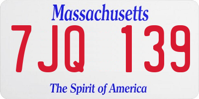 MA license plate 7JQ139