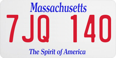MA license plate 7JQ140
