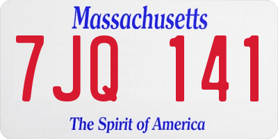 MA license plate 7JQ141