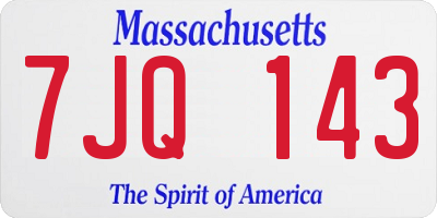 MA license plate 7JQ143