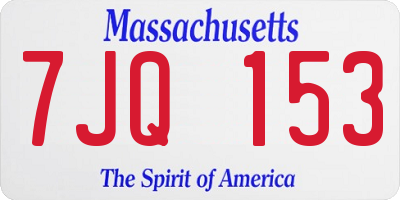 MA license plate 7JQ153