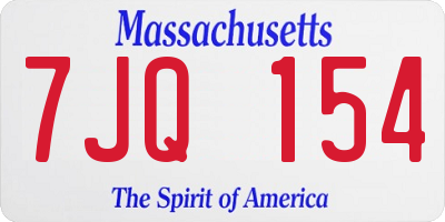 MA license plate 7JQ154