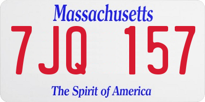 MA license plate 7JQ157