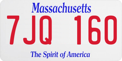 MA license plate 7JQ160