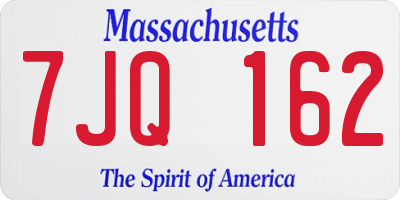 MA license plate 7JQ162