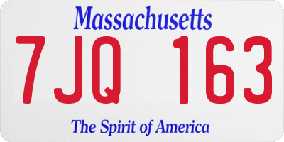 MA license plate 7JQ163
