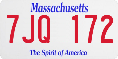 MA license plate 7JQ172