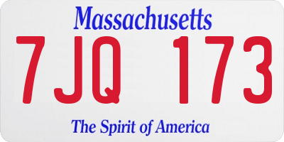 MA license plate 7JQ173