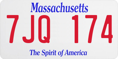 MA license plate 7JQ174