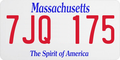 MA license plate 7JQ175