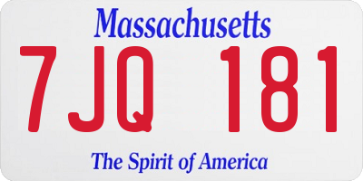 MA license plate 7JQ181