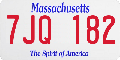 MA license plate 7JQ182