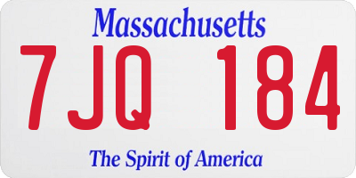 MA license plate 7JQ184