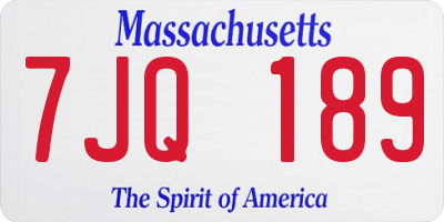 MA license plate 7JQ189