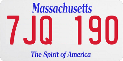 MA license plate 7JQ190