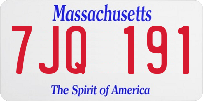 MA license plate 7JQ191