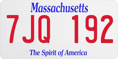 MA license plate 7JQ192