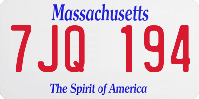 MA license plate 7JQ194