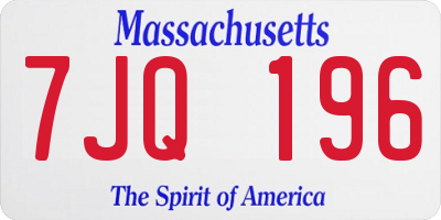 MA license plate 7JQ196