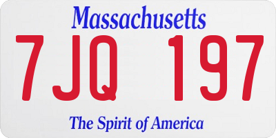 MA license plate 7JQ197