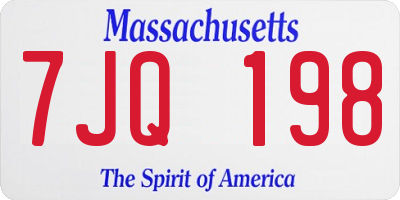 MA license plate 7JQ198