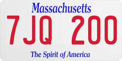 MA license plate 7JQ200