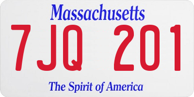 MA license plate 7JQ201