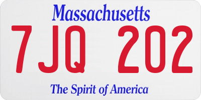MA license plate 7JQ202