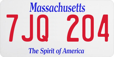 MA license plate 7JQ204