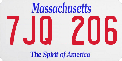 MA license plate 7JQ206