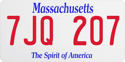MA license plate 7JQ207