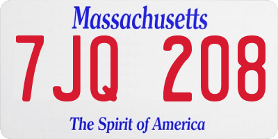 MA license plate 7JQ208