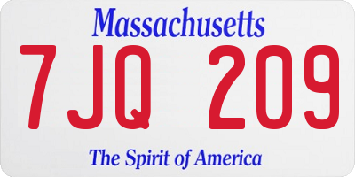 MA license plate 7JQ209