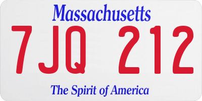 MA license plate 7JQ212