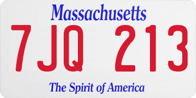 MA license plate 7JQ213