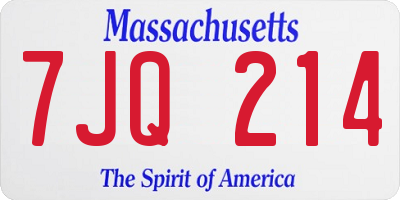 MA license plate 7JQ214