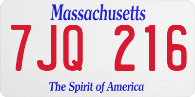 MA license plate 7JQ216