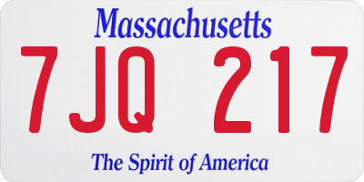 MA license plate 7JQ217