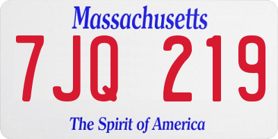 MA license plate 7JQ219