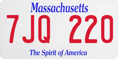 MA license plate 7JQ220