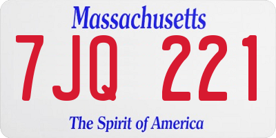 MA license plate 7JQ221