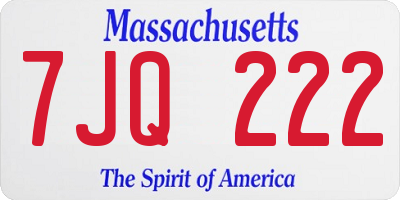 MA license plate 7JQ222